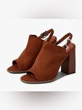 Steve Madden Interrupt brown suede peep toe heel studded NEW